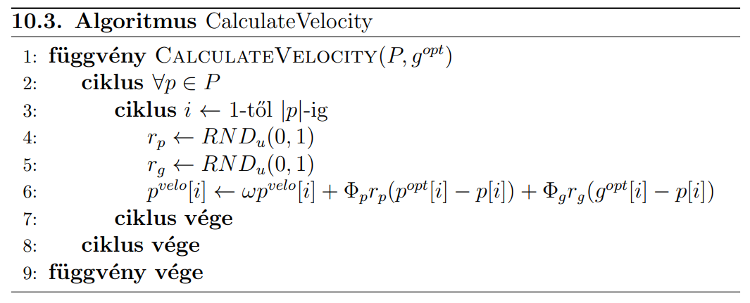 Sebesség meghatározása a PSO-ban
